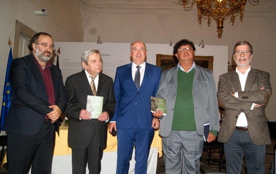 Entrega dos Prémios, 1.ª edição. Alfredo P. Alencart, António Salvado, Leopoldo Rodrigues (Presidente da Junta de Freguesia, à época), Gerardo Rodriguez e Luís Correia (Presidente da Câmara Municipal de Castelo Branco, à época)
